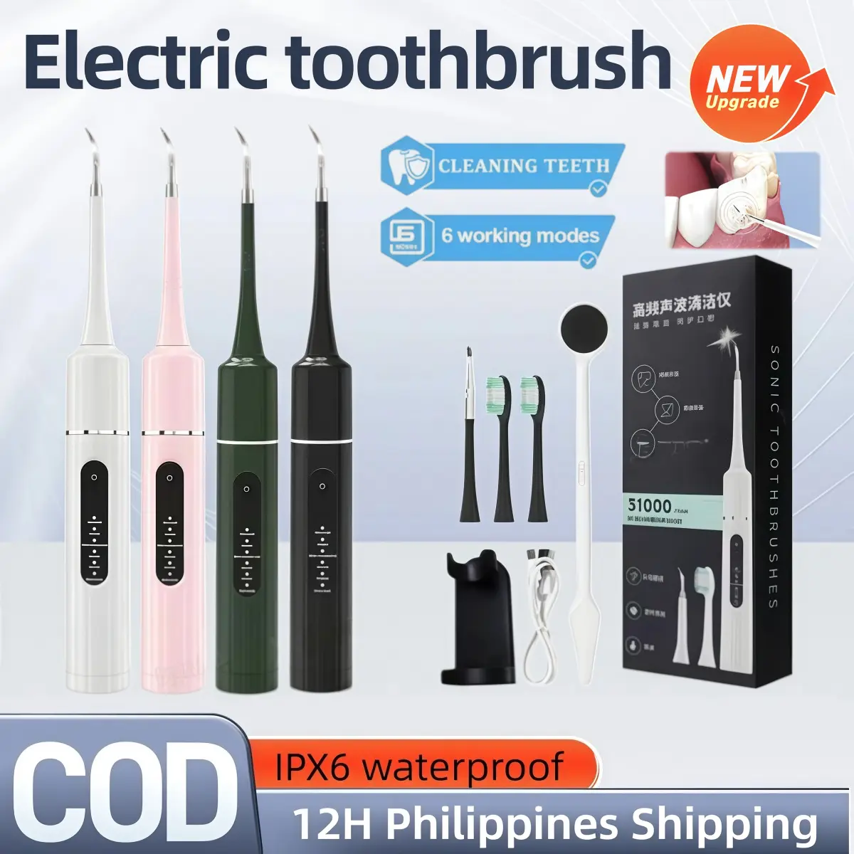 Ultrasonic Dental Scaler Electric Vibration Teeth Cleaning Kit Oral ...