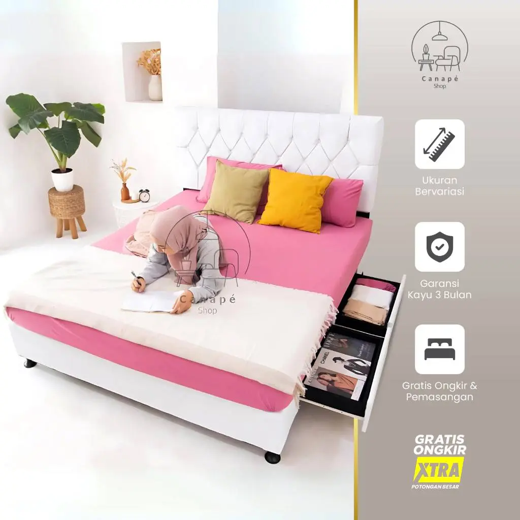 Dipan Kasur Ranjang Tempat Tidur Minimalis Divan Sandaran Laci Gratis Ongkir Bandung Cimahi