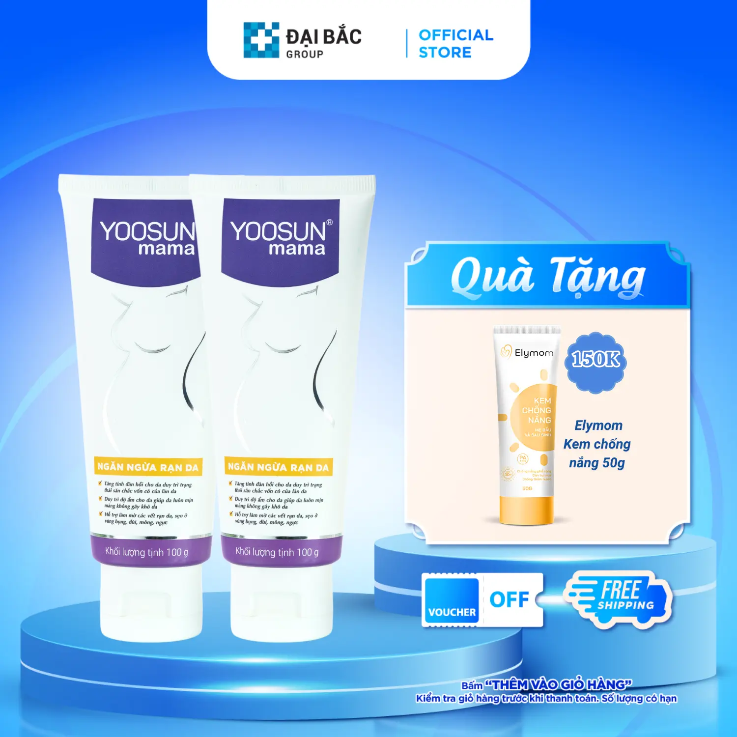 Combo Kem bôi da Yoosun Mama 100g ngăn Ngừa Rạn Da  hỗ trợ mờ rạn da phục hồi sự đàn hồi cho da Rạn
