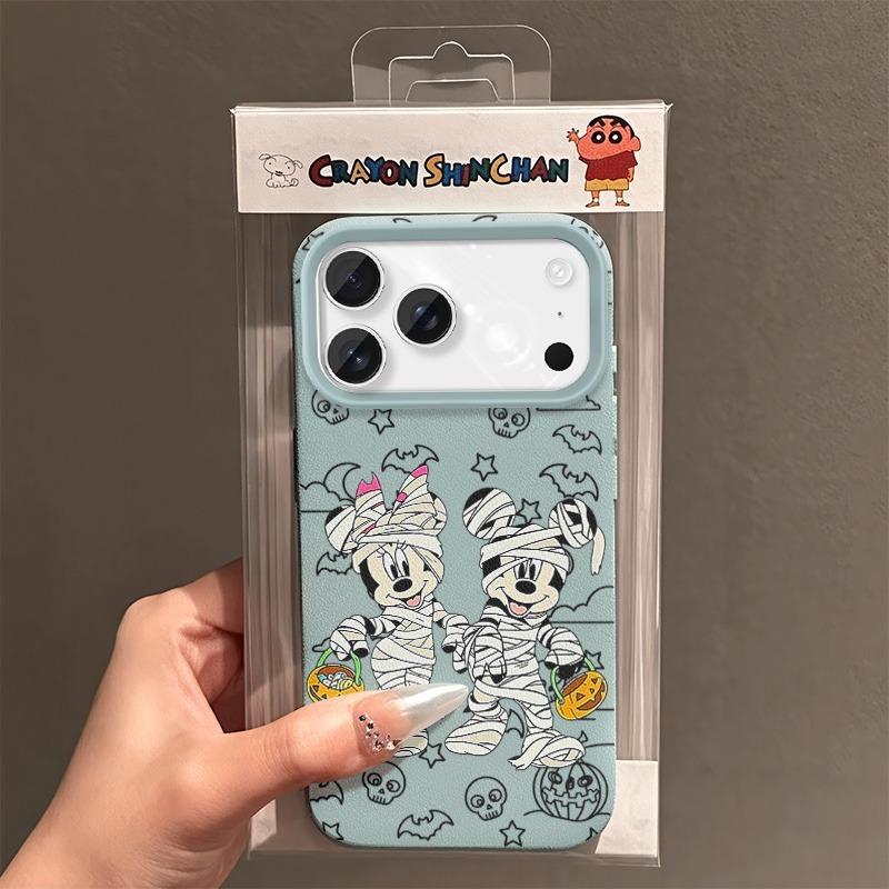 Halloween Mummy Couple Print Fashion Phone Case Soft TPU Full Coverage Drop-Proof Durable Anti-Scratch large camera hole leather grain case for iPhone 18, 17, 16 Pro Max, 16, 15 Pro Max, 15, 14 Pro Max, 14, 13, 12, 11, XS Max, X/XR, 8 Plus, 7 Plus, SE