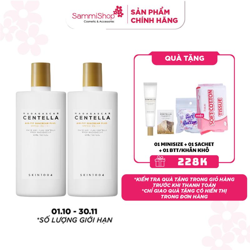 Combo 02 Skin1004 Kem chống nắng Madagascar Centella Air-Fit SunCream Plus 50ml Nữ  Sunscreen Rau Má