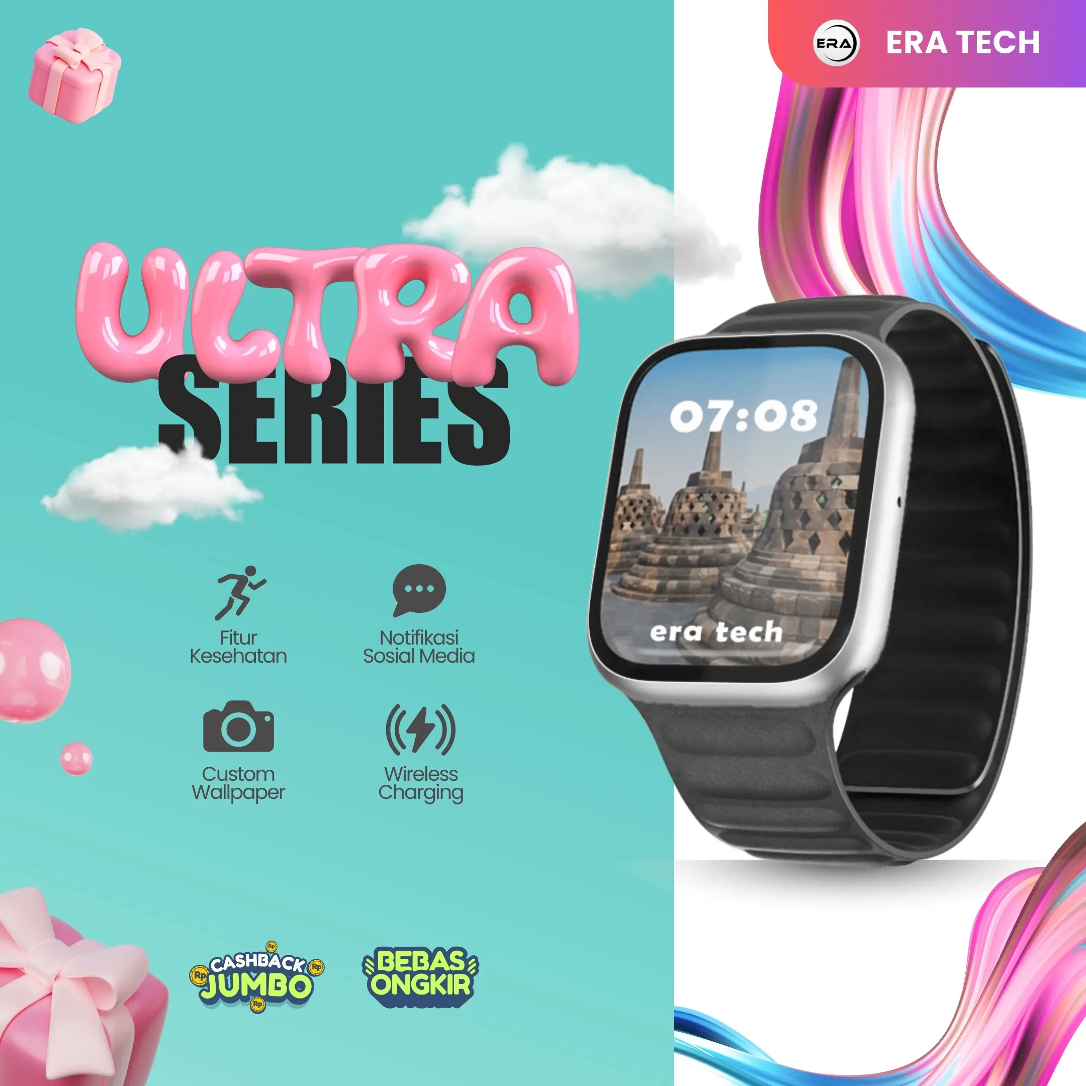 {BONUS STRAP + HEADSET} JAM FASHION PINTAR SERIES U EIGHT {BONUS STRAP + TWS} JAM FASHION PINTAR PRIA & WANITA