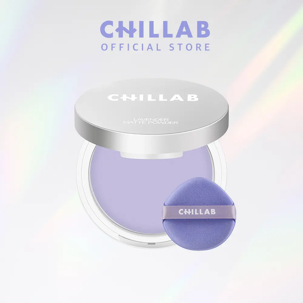 CHILLAB Lavender Matte Powder - Powder Free Oil Control Setting Powder 10g with 1 puff Non-tinted Translucent