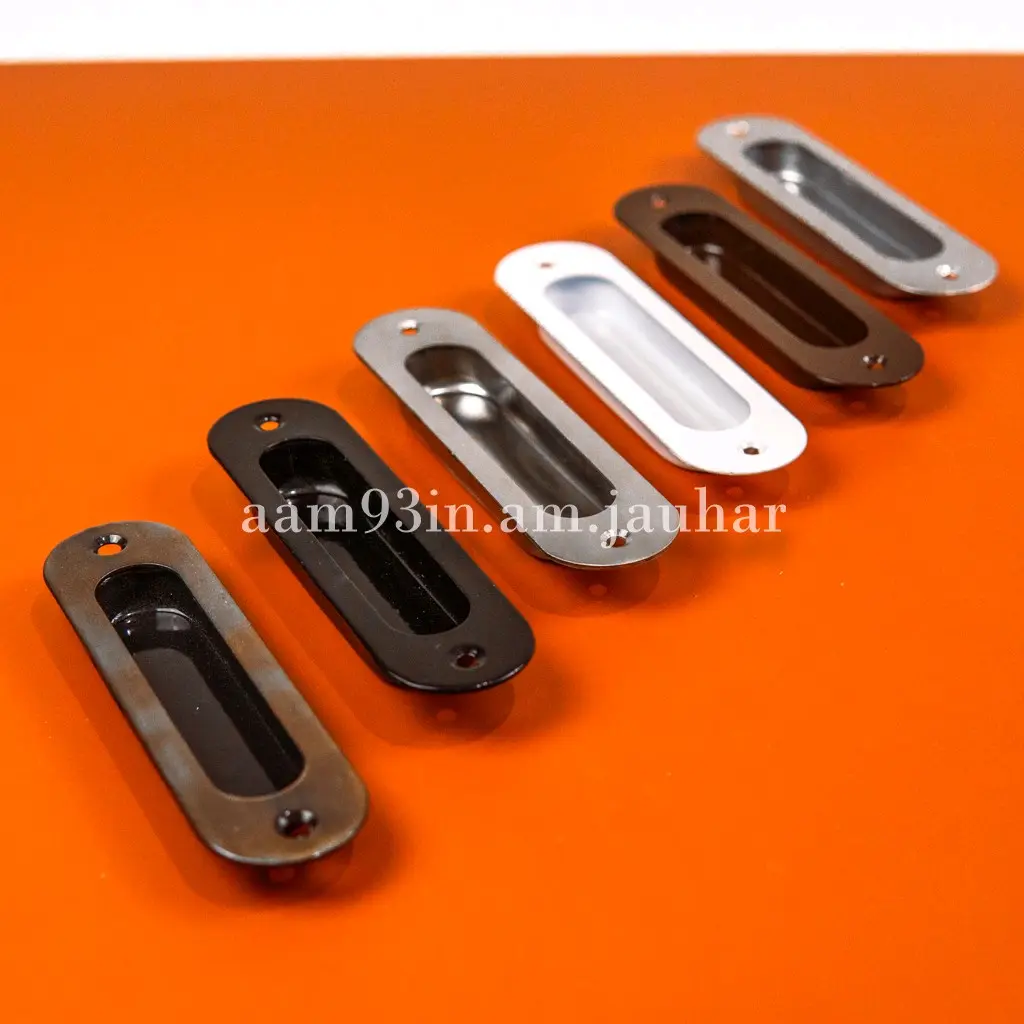 Handle Pintu Stainles Tanam sleding sliding Dorong Geser Mekar kom camp oval kotak 12 x 3cm Lemari tebal 1,7mm Tarikan Gagang Asbak Laci Kicenset Loker 50 gram