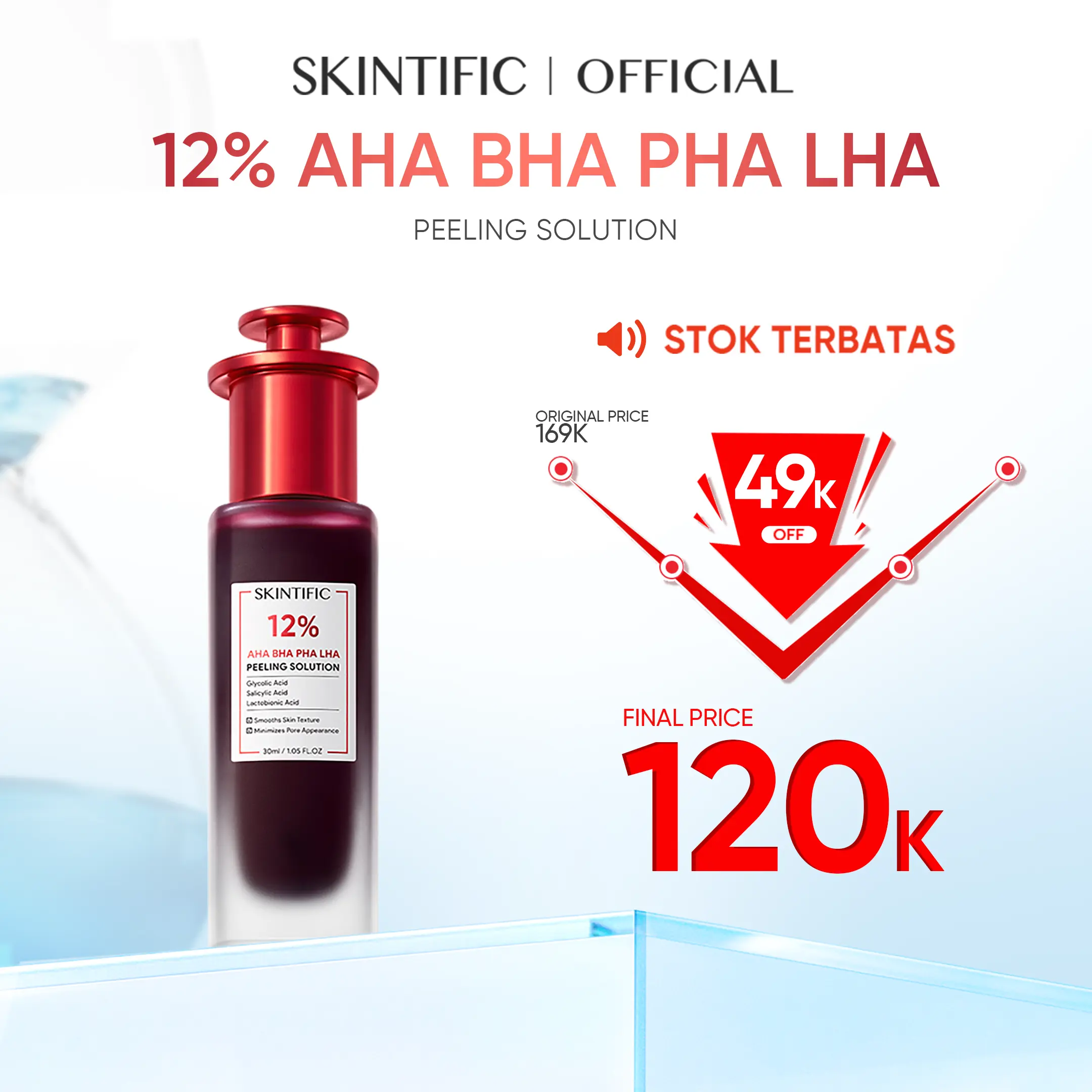 [ ! TERBATAS ! ] SKINTIFIC  Acid Peeling Solution Serum 30ml | Eksfoliasi Essence Wajah Mengangkat Sel Kulit Mati Exfoliating Anti Acne Mencerahkan Jerawat Dark Spot Brightening Whitening Pore Blackhead Removal Exfoliating with AHA BHA PHA LHA
