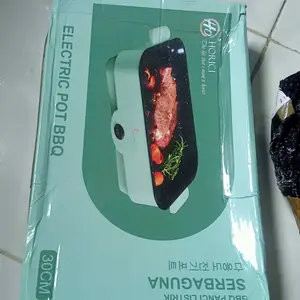BUY 1 FREE 4 Panggangan Multifungsi BBQ ElektrIK Panci Pemanggang Anti lengket Persegi Panjang Panci Panggang Listrik Grill Electric Hijau