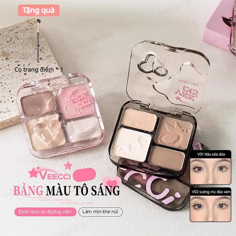 【Mua trong Live Mần Đẹp được tặng cọ】Bảng phấn mắt VEECCI mới 2024 bảng phấn bắt sáng veecci v01 trang điểm tạo khối veecci dạng xịt tạo khối màu trắng bảng  khối