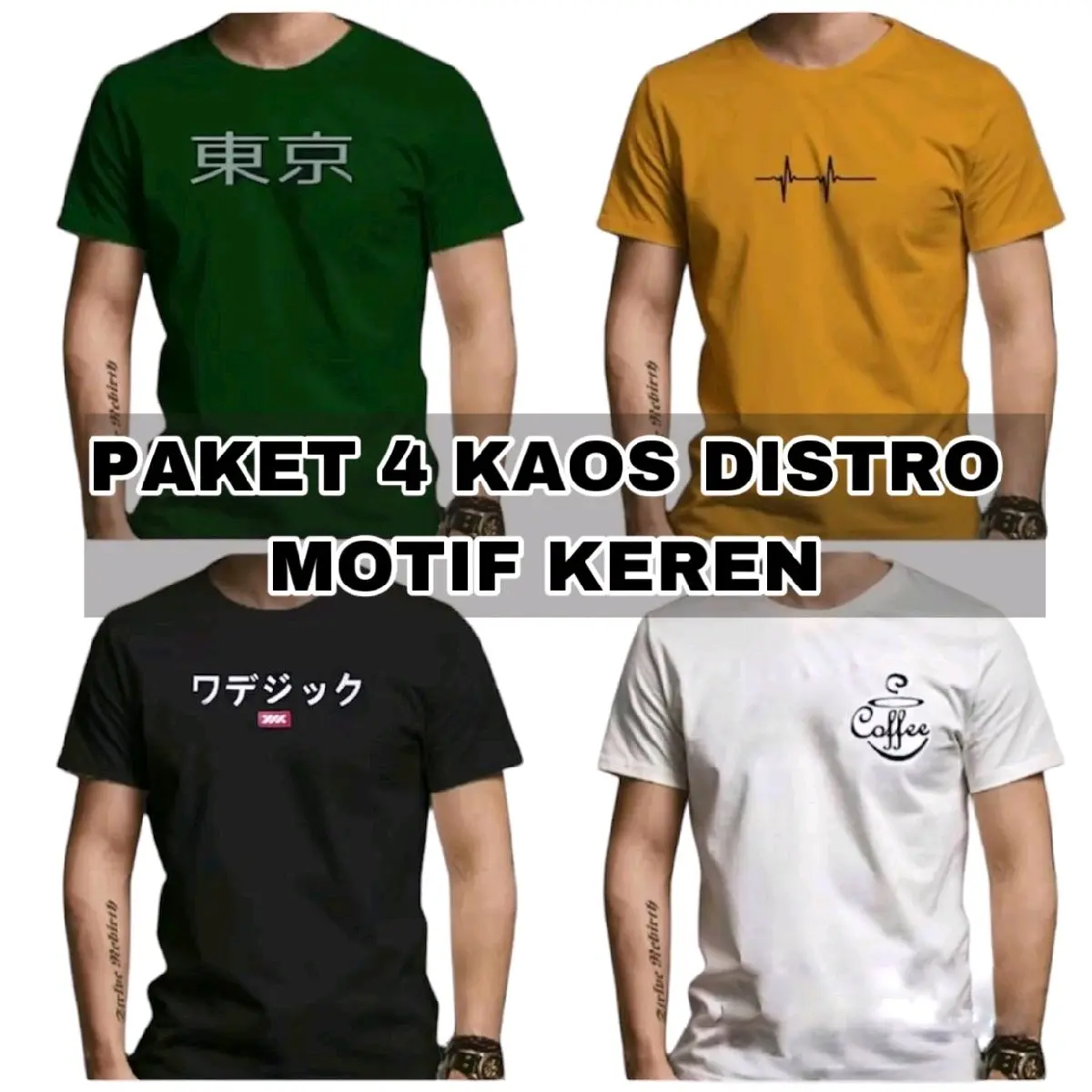 PAKET 4 KAOS DISTRO KEREN DEWASA PRIA SEMI KATUN LOKAL Motif Oblong Lengan Pendek