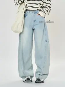 [UNISEX] BARREL JEANS Baggy Curve Jeans (curve Leg Jeans)big size pants  raw denim wanita outfit gombrong wide jins Celana Panjang korean regular retro kalcer oversize lulu abuabu high waist loose Highwaist celanat erbaru biru skena jeanz ku Vintage