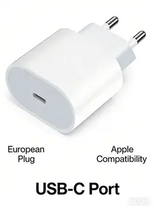 20W USB‑C PD Fast Charger | EU Plug for iPhone & iPad 20W USB-C Wall Charger US Two-Prong Plug Fast Charging Head for All Apple Mobile Devices