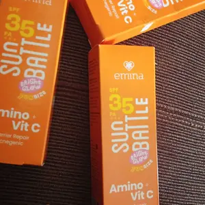 [Hero] EMINA Sun Battle Bright Glow SPF 35 PA+++ - Sunscreen Wajah Serum Amino Vitamin C - Cerah, Ringan, Hydrating [Teruji In Vivo] Non acnegenic & Non Comedogenic. Cocok semua jenis kulit