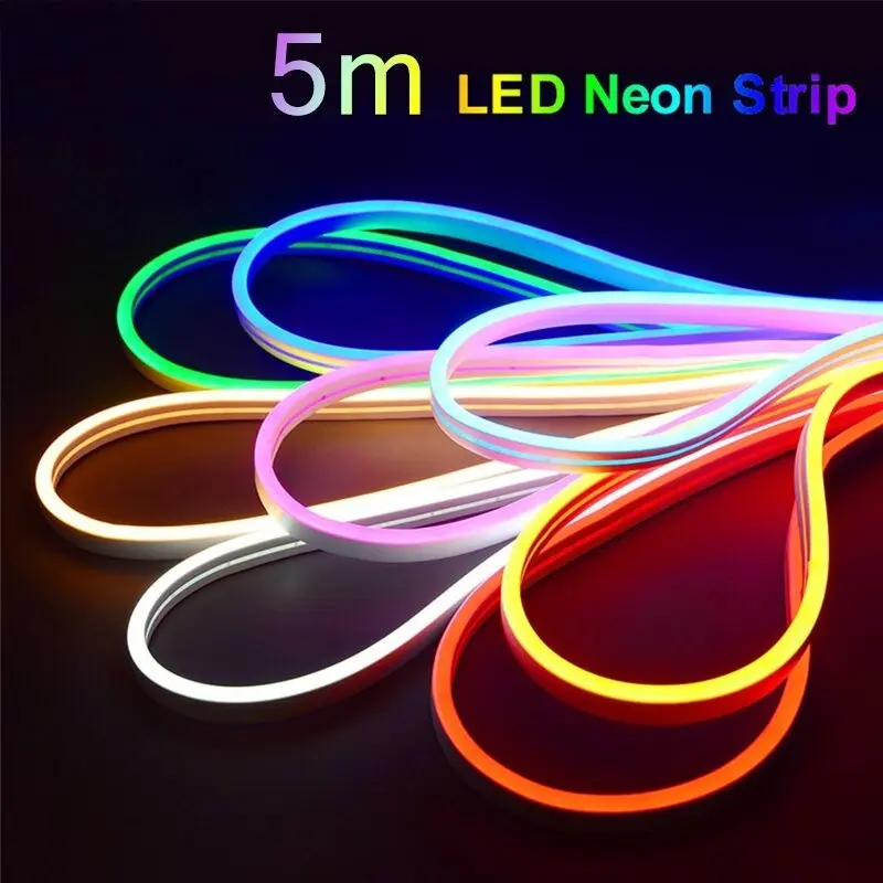 DC 12V LED Neon Strip Rope Lights Neon Sign 6X12mm Flexible Light 2835 120LED/m With 2pin Wire IP67 Waterproof Decoration Home