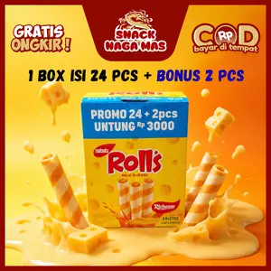 NABATI ROLLS KEJU - COKLAT [1 box isi 24+bonus 2] nabati keju cokelat