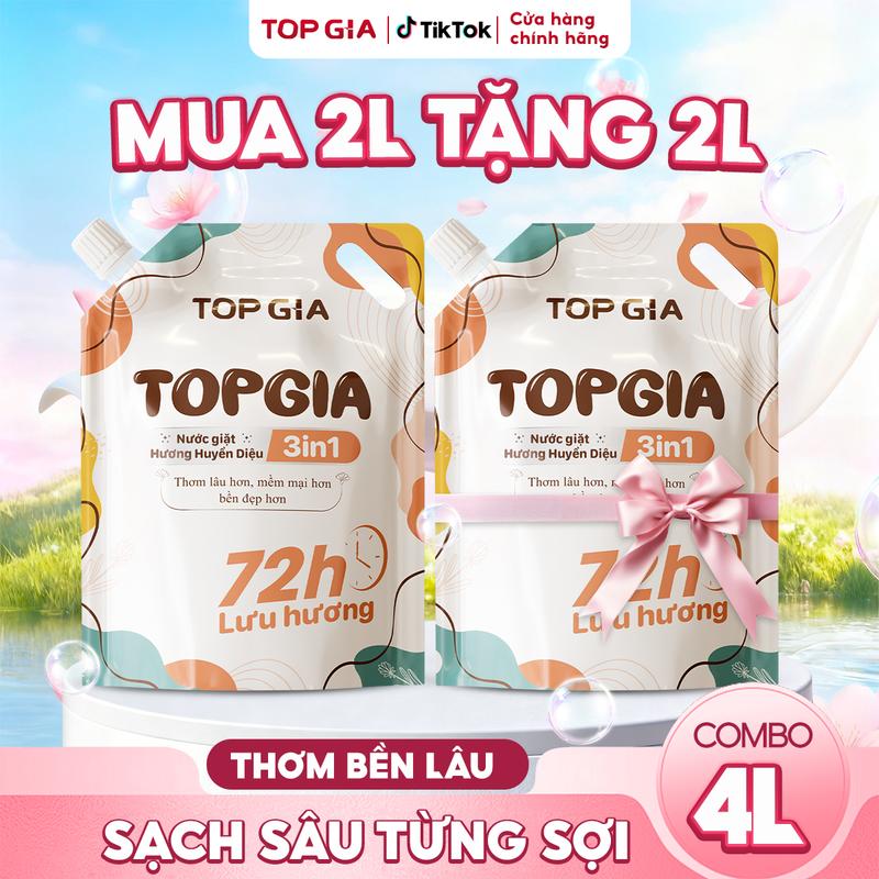 2 Túi Nước Giặt 2 Lít TOP GIA Hương Lavender 3in1 Lưu hương 72h nước giặt siêu thơm giặt máy giặt tay Làm Sạch Làm Mềm vải Mẹ và Bé Máy Giặt Giặt Tay Nước giặt quần áo thơm nxl Thơm bền lâu, sạch sâu từng sợi nmh 0PT