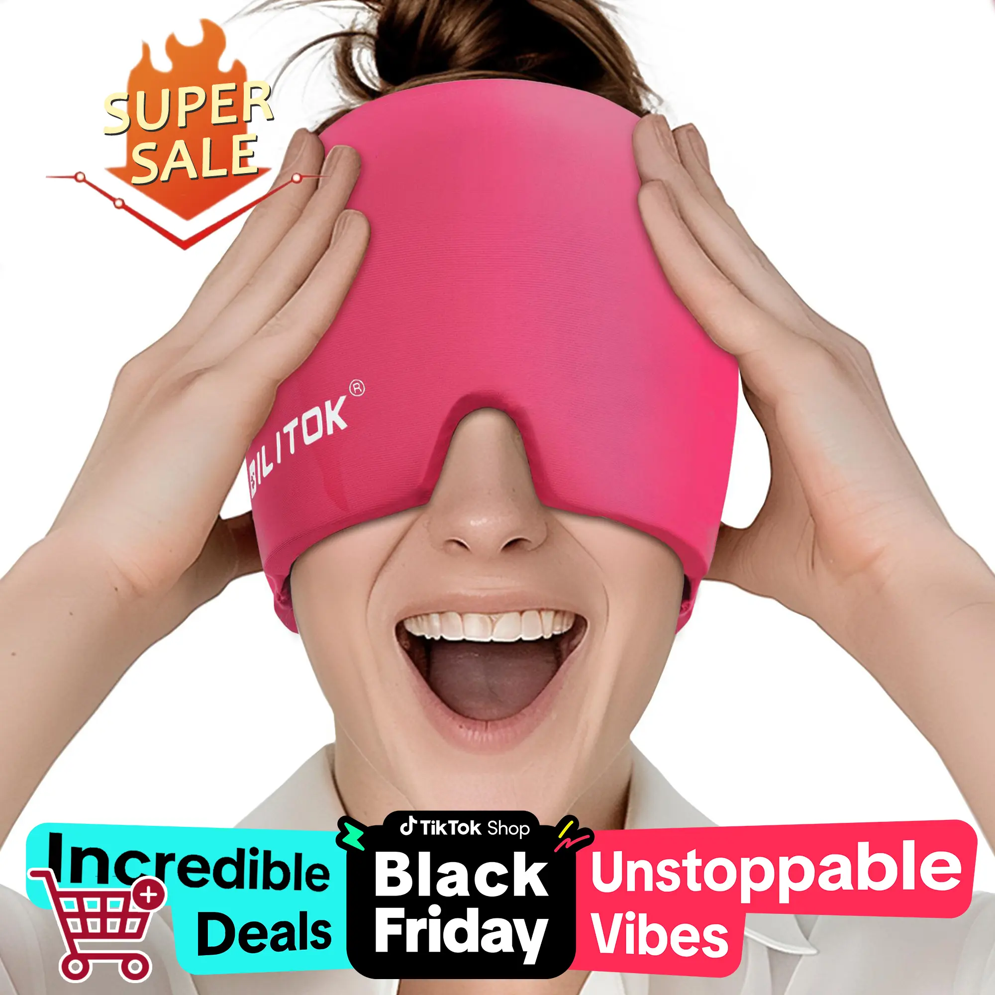 Migraine Headache Relief Cap, Gel lce Head Wrap for Tension and Stress Relief.Suitable for Home breaks, before sleep, office