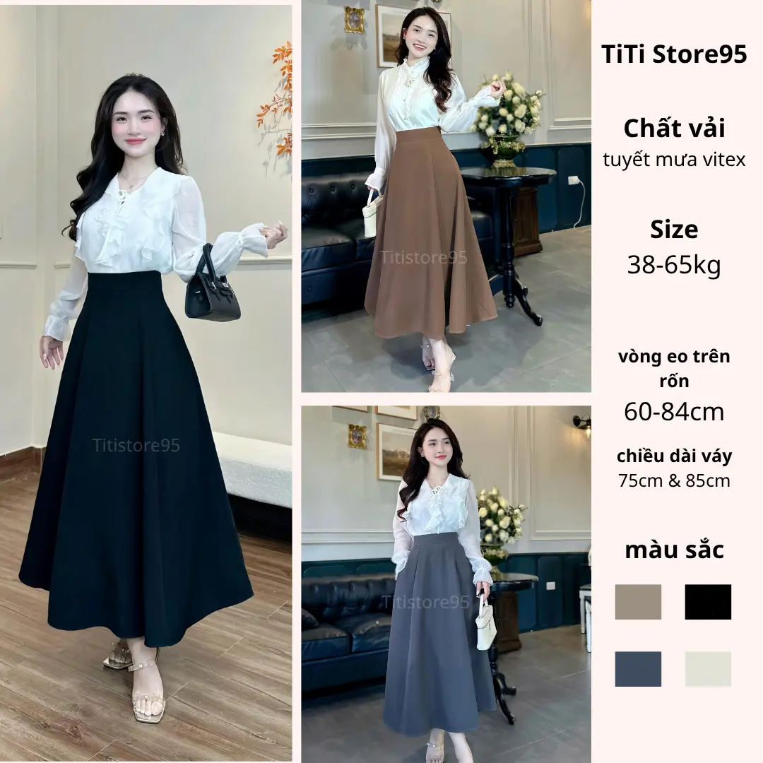Chân váy xòe bồng 2 phiên bản 75cm - 85cm (Có túi, khóa kéo sau) Nữ Đen | BigBuy360 - bigbuy360.vn Chân váy xòe bồng 2 phiên bản 75cm - 85cm (Có túi, khóa kéo sau) Nữ Đen | BigBuy360 - bigbuy360.vn