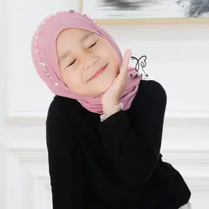 kerudung Pashmina Anak Instan Payet | Pashmina Instan Jersey Premium Polos Nyaman Muslim Variasi Jilbab Kerudung untuk bayi dan balita Serut