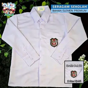 Baju Putih Tangan Panjang Sekolah SD Bahan Elemen Premium Licin dan Adem