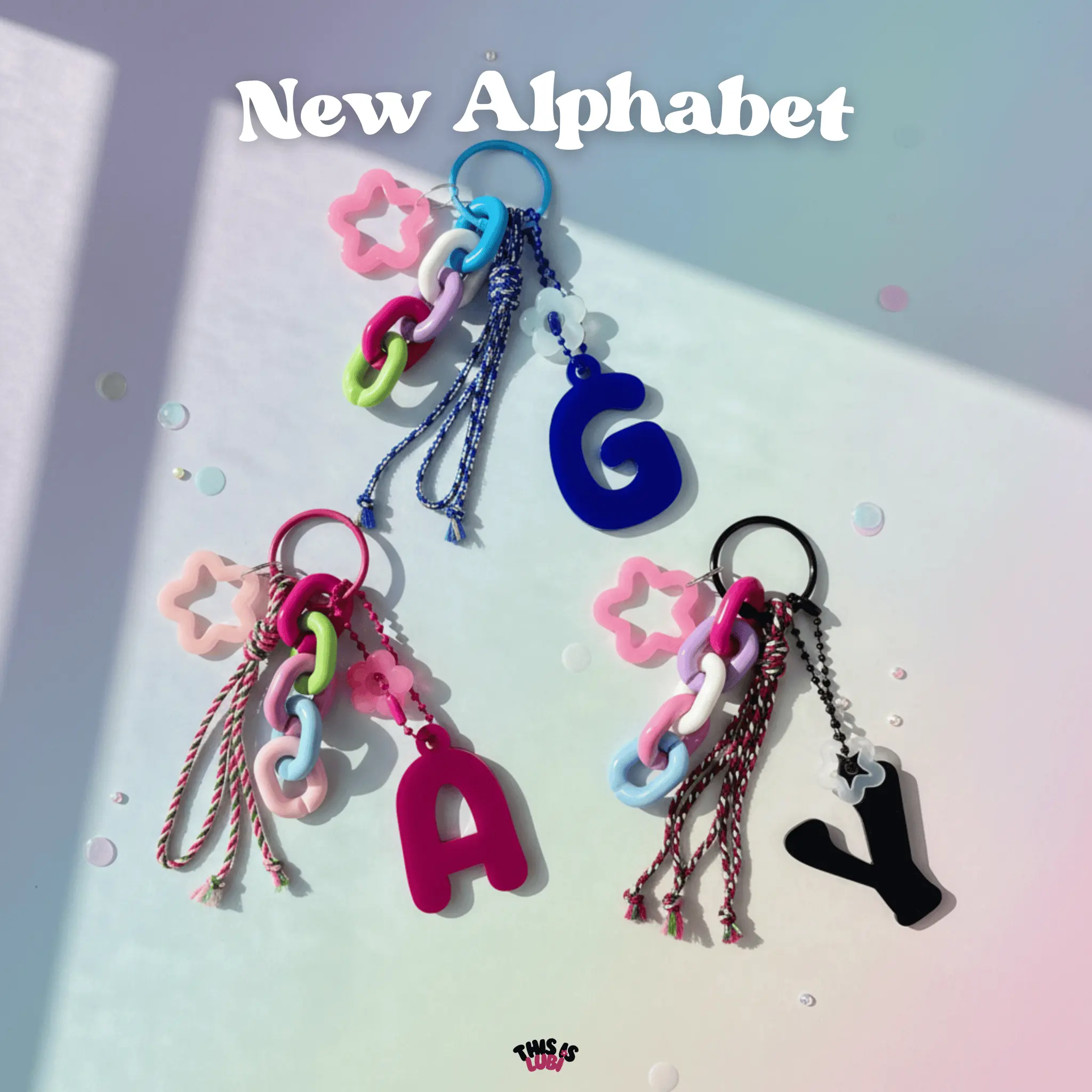 Thisislubi - Gantungan Huruf NEW Alphabet 2.0 Bag Charm Keychain Abjad Akrilik Bag Charm Keychain Macrame Aksesoris Tas