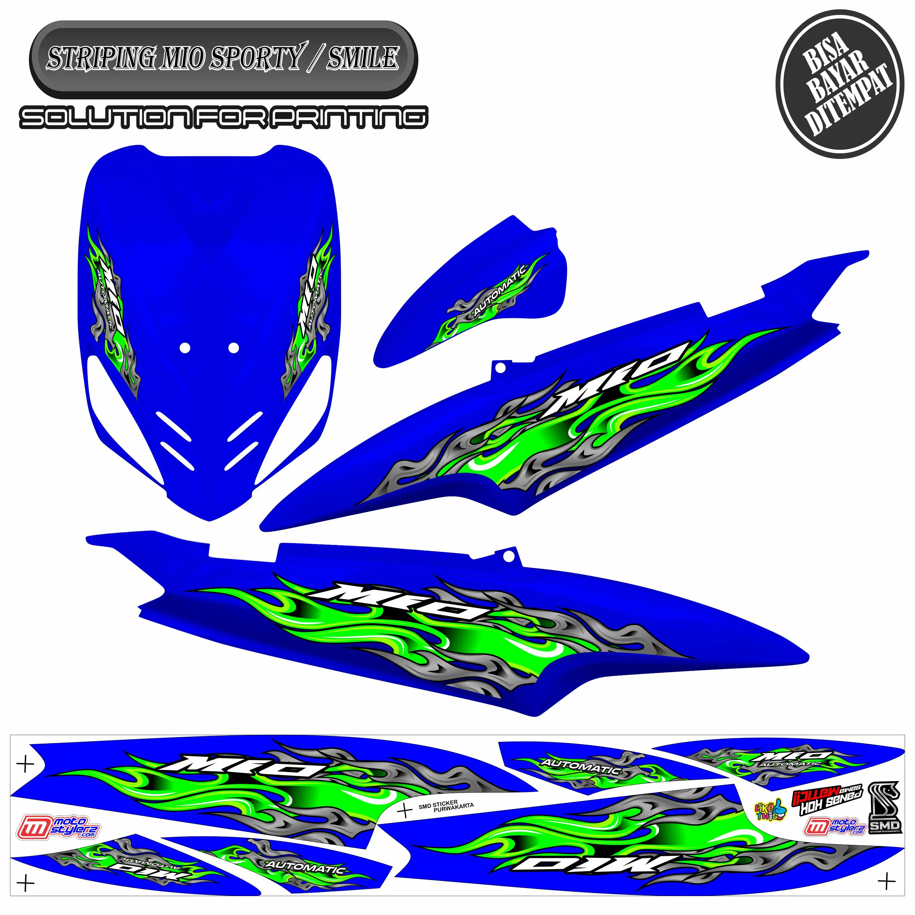STRIPING VARIASI STICKER YAMAHA MIO SPORTY / MIO SMILE MOTIF API KEREN ...