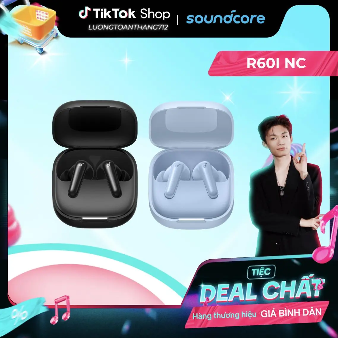 [soundcore x CFV LTT] Tai nghe bluetooth không dây chống ồn Soundcore R60i NC chống ồn ANC | 6 Mic đàm thoại AI| Dịch thuật| 50 giờ phát nhạc- Tai nghe không dây- Tai nghe bluetooth pin trâu- Bảo hành 18 tháng- Hàng chính hãng