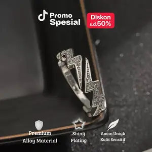 Cincin Petir yang Dapat Disesuaikan untuk Pria dan Wanita - Model Lightning HipHop Starboy - Rings Elegan Silver Aksesoris Cewe Cowo