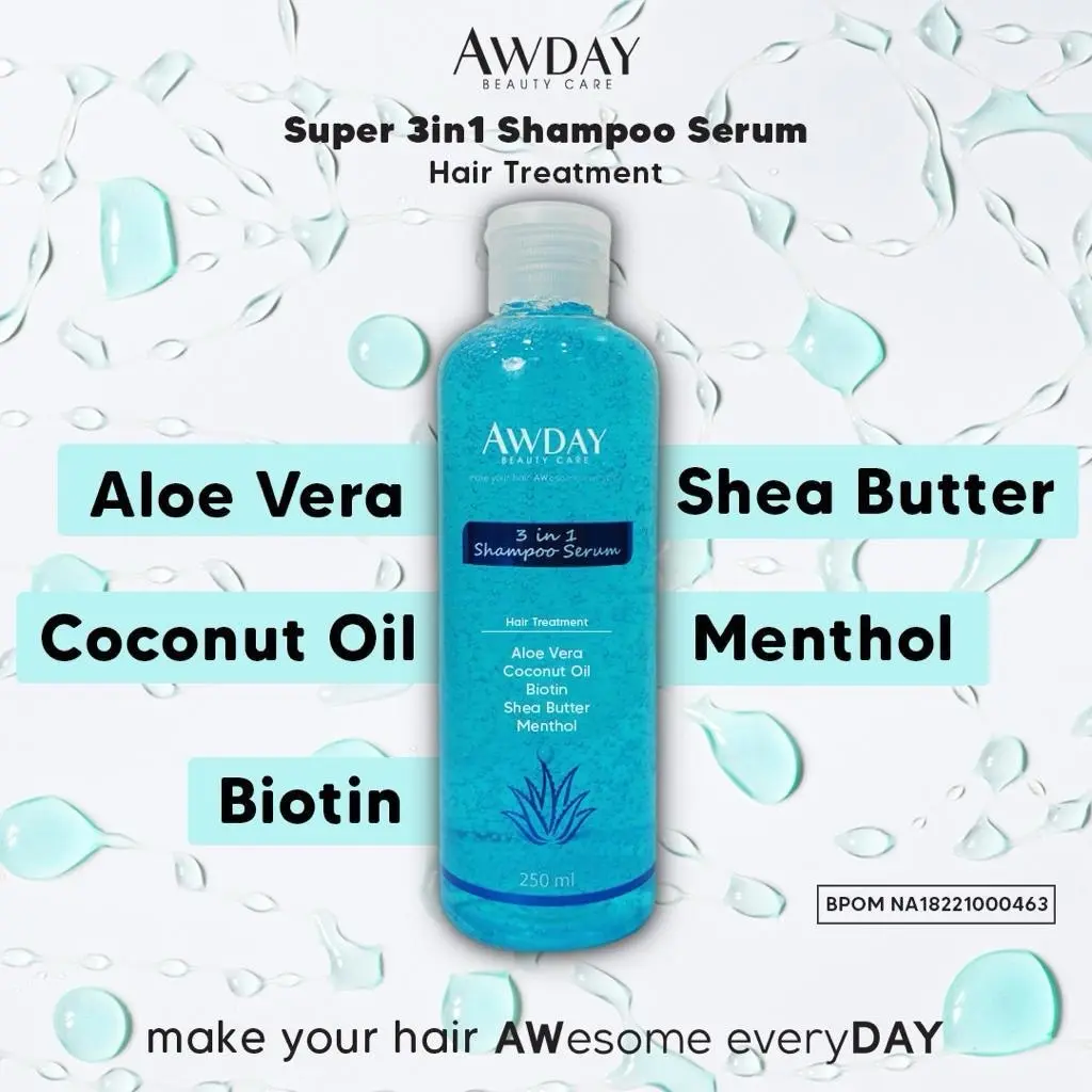 Awday 3in1 Shampoo Serum Hair Treatment BPOM Conditioner Haircare