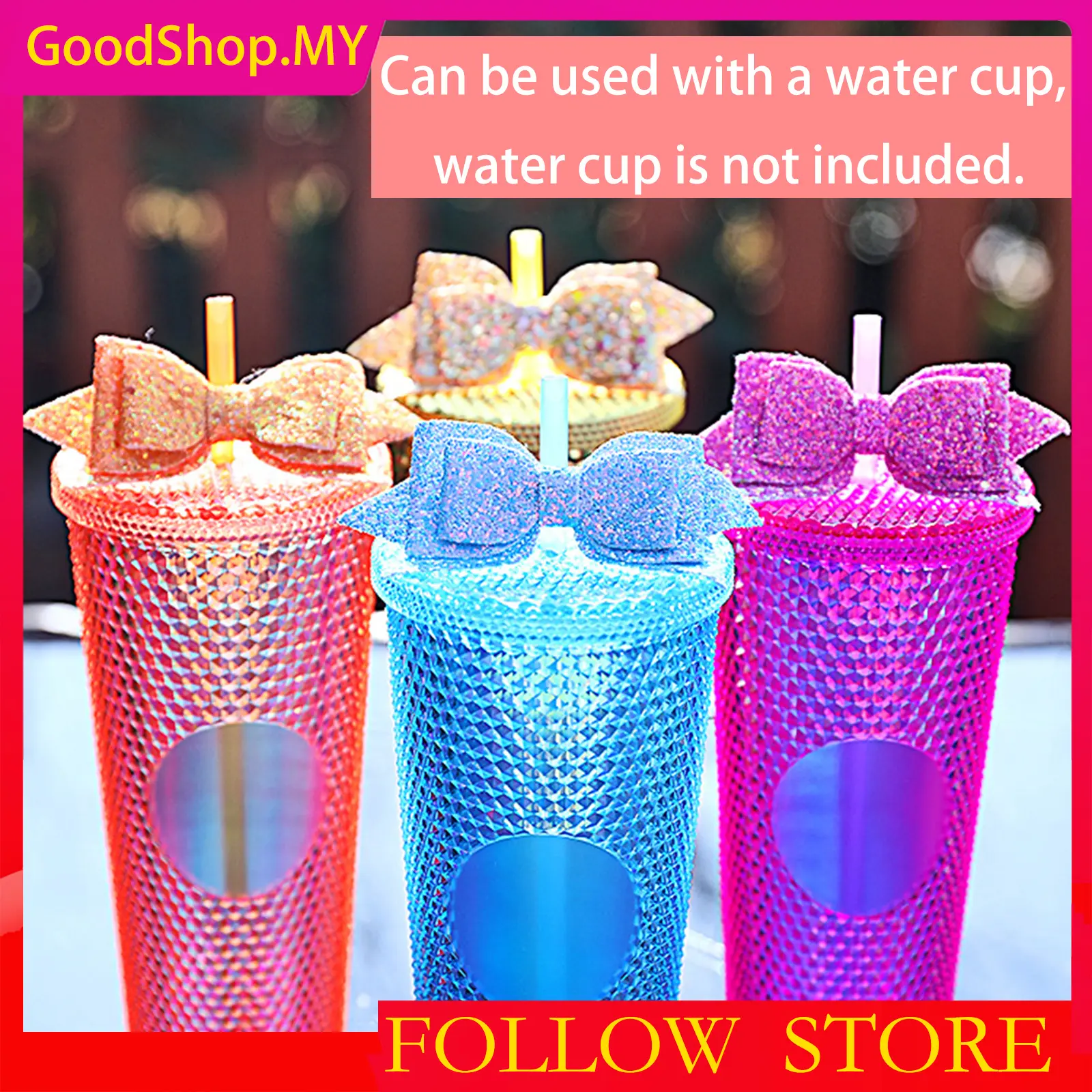 2024 Sports Outdoor Water Cup Accessories Bow Handmade Shiny Water Cup Decorative Accessories