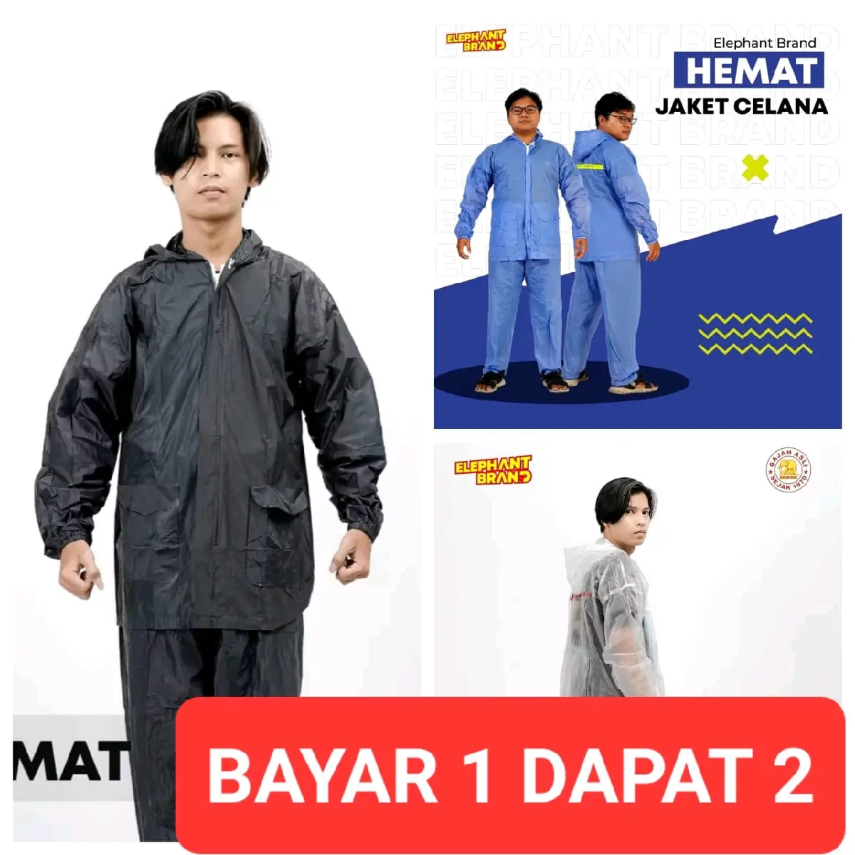 [PAKET HEMAT] JAS HUJAN HEMAT ELEPHANT BRAND BAYAR 1 DAPAT 2