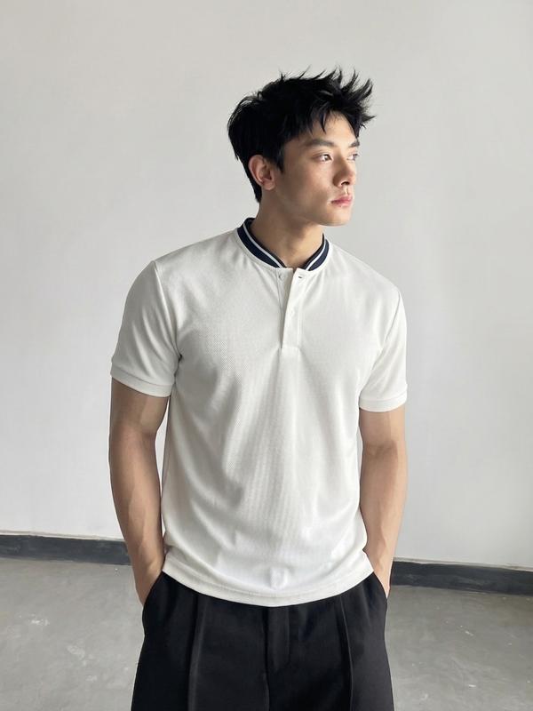 Áo Phông Cổ Bomber Kẻ Sọc LUMINOS LEON - Form Cleanfit Ôm Vừa Vặn - Vải Polo Dệt Gân Chéo 260GSM Siêu Chống Nhăn
