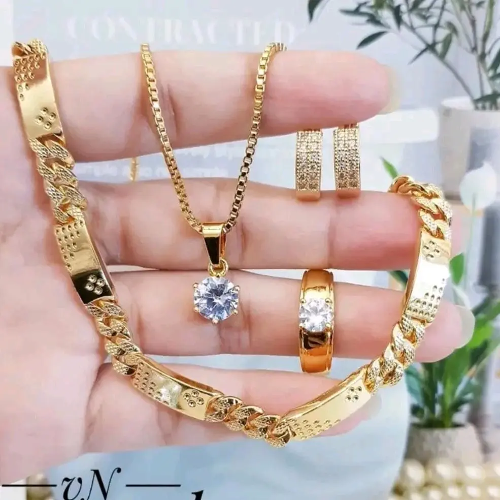 PERHIASAN SET FLAT GOLD LAPIS EMAS AKSESORIS WANITA  FULL MR-00 Gold