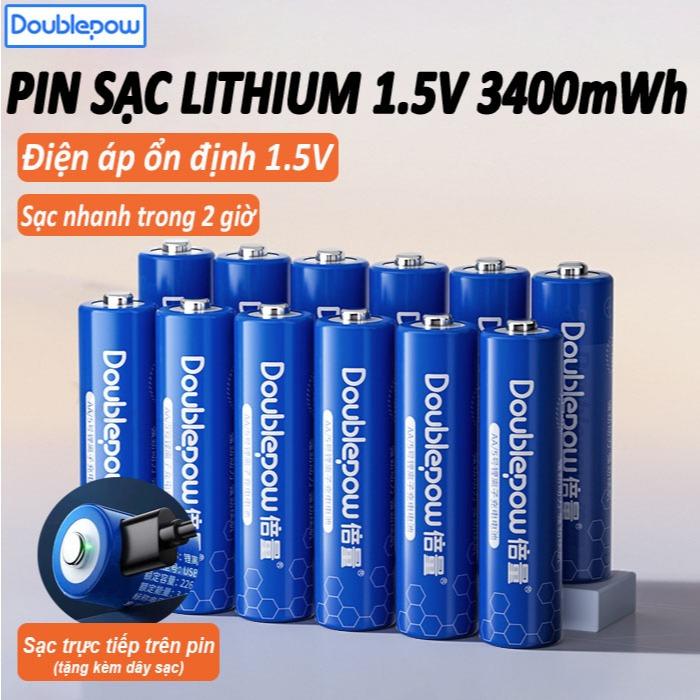 Pin sạc 1.5V AA/AAA chính hãng DoublePow dung lượng cao 3400mWh dung cho Micro,…