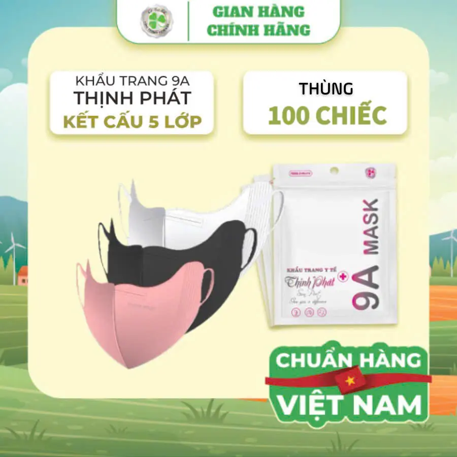 Combo 100 Chiếc KHẨU TRANG 9A THỊNH PHÁT 5 Lớp dày dặn, form to, che kín khuôn mặt size 45-99kg