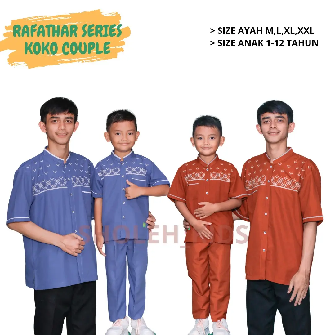 Sholeh Kids Baju Koko Couple Ayah Dan Anak Laki Laki Motif Bordir Terbaru