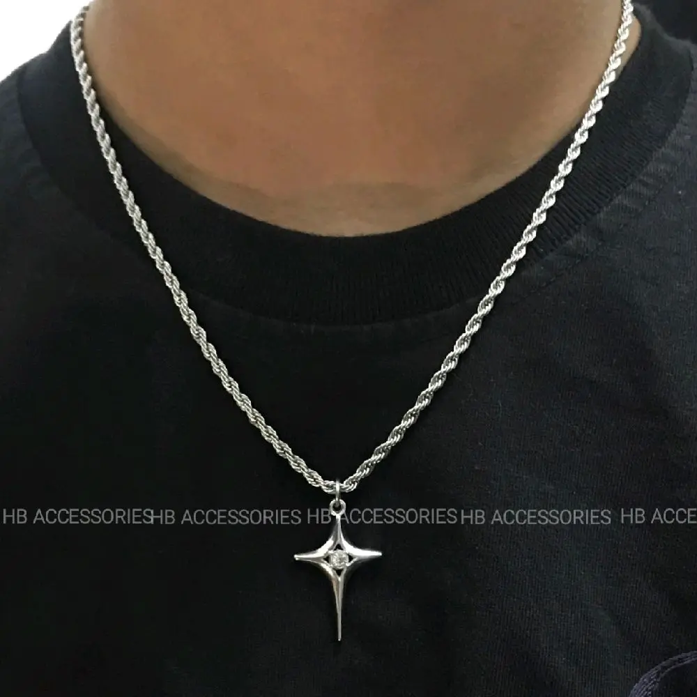 KALUNG TITANIUM MODEL TAMBANG LIONTIN STAR ANTI KARAT UNTUK PRIA DAN WANITA