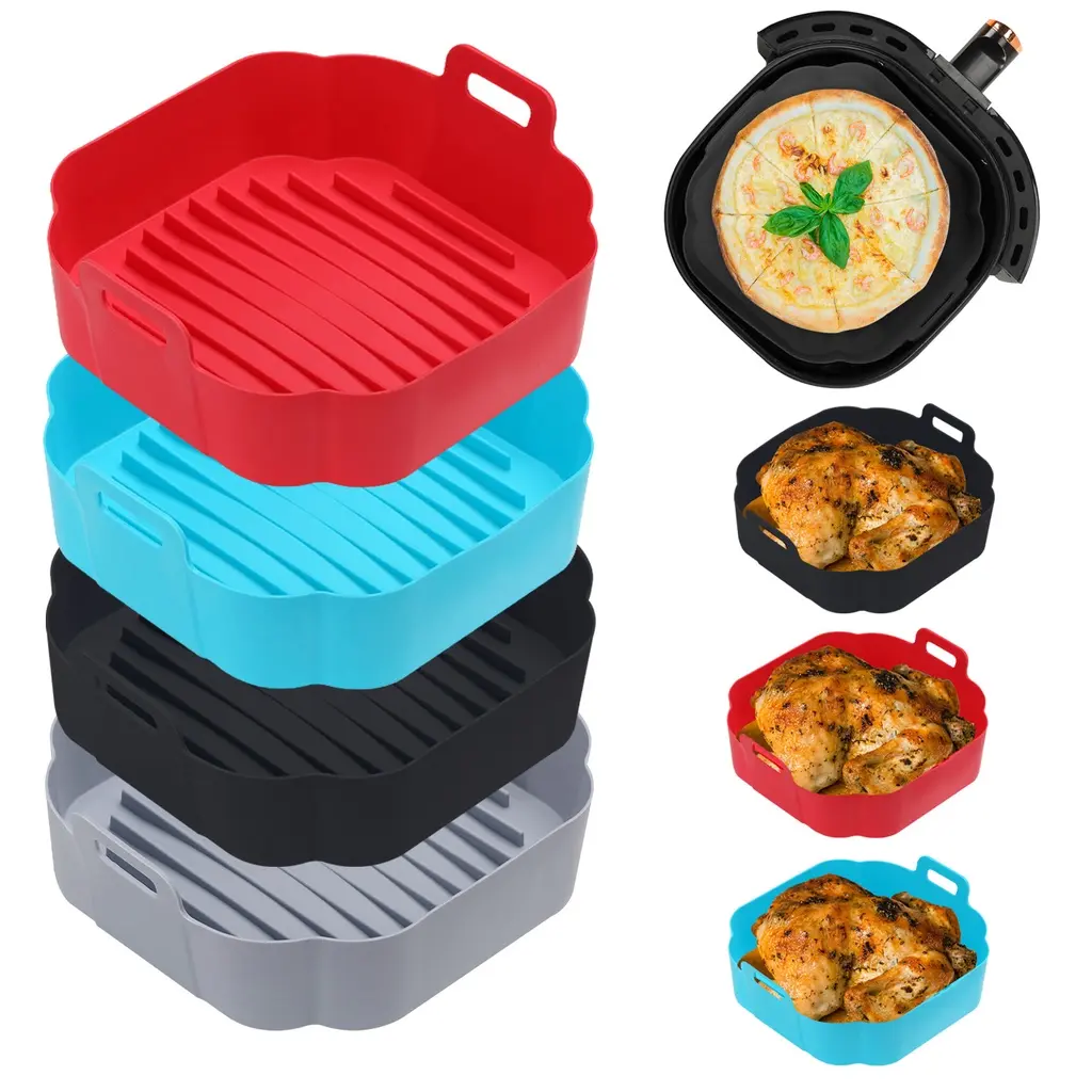 Reusable Airfryer Pan Liner Accessories Silicone Air Fryers Oven Baking Tray