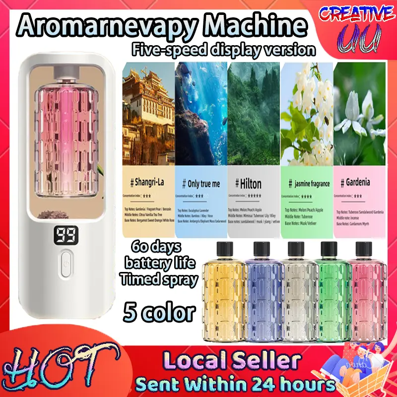 【SG Ready Stock】 Automatic Aroma Diffuser Rechargeable humidifiers Digital display Air Freshener Fragrance Machine