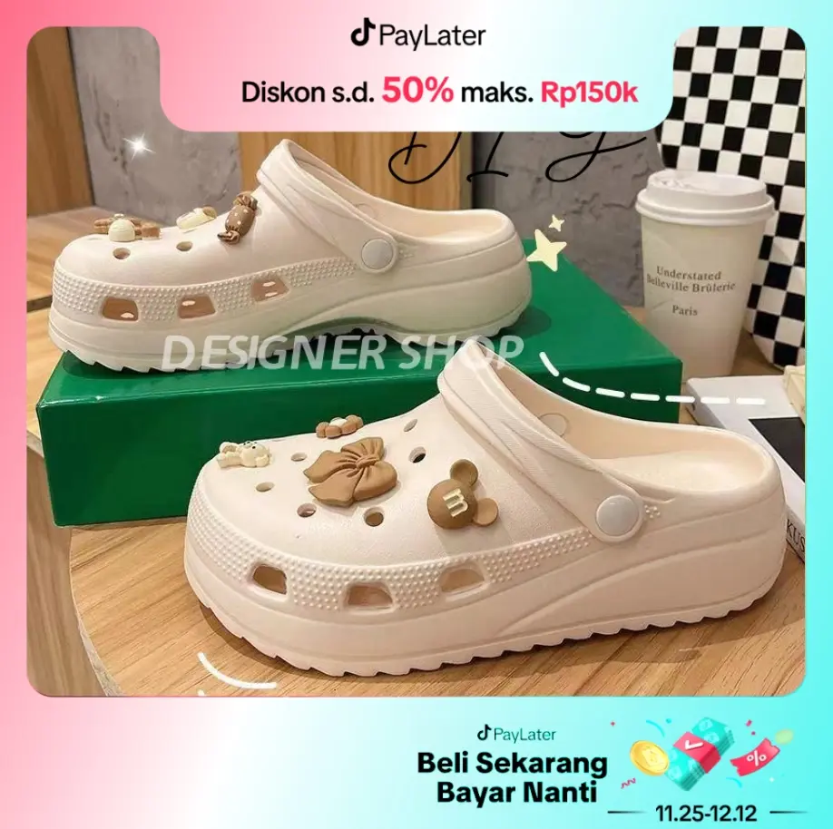 Sepatu Sandal Wanita Jelly Baim Bear Boba Wedges terbaru Sendal