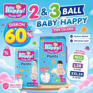 2 & 3 Ball Baby Happy Diapers Pants S40/M32/L28/XL26/XXL24/S56/M48/L42/XL38/XXL34 bagus