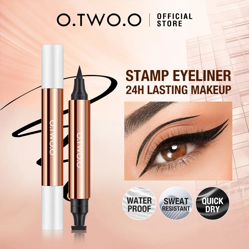 O.TWO.O Stamp Eyeliner 2 in 1 Eyeliner Black Double Head Waterproof Eyeliner Pencil Eye Makeup eyeliner stamp eyeliner