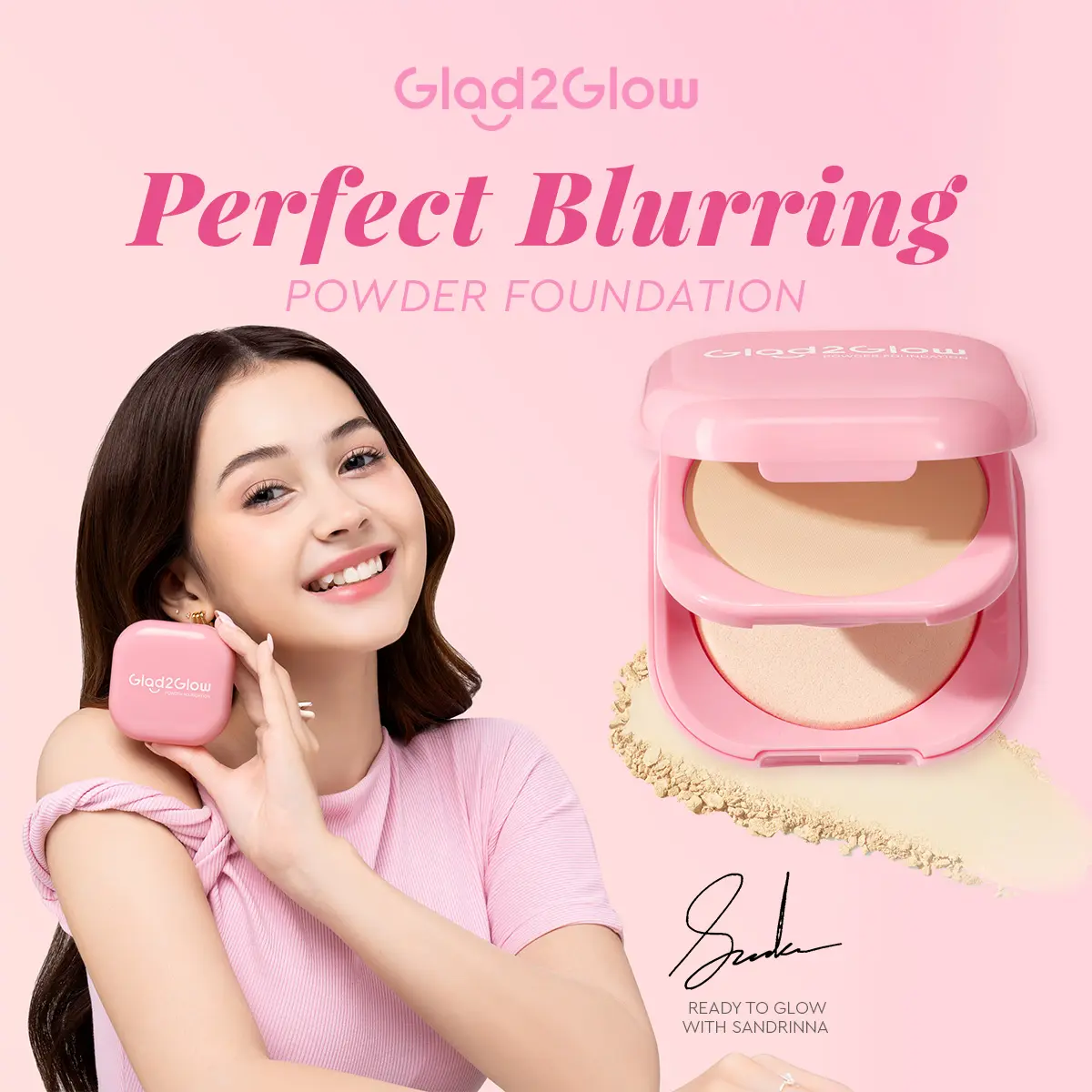 [New] Glad2Glow Perfect Blurring Powder Foundation Concealer Extract Wajah Ginger Kering Niacinamide Loose Mencerahkan Lasting Cushion Translucent Kusam Lemon