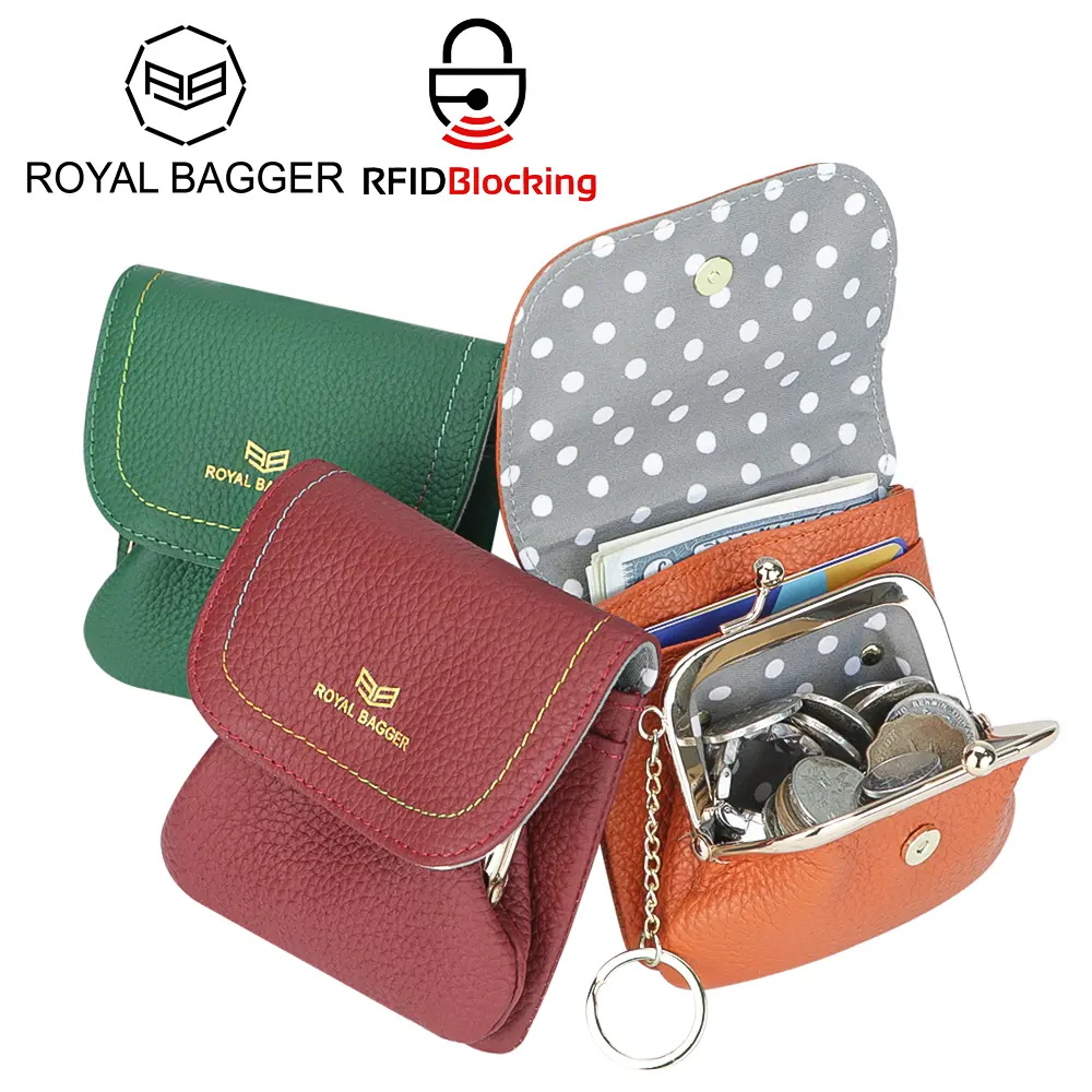 Royal Bagger Lichee Pattern Coin Purses for Women Genuine Cow Leather Cute Small Wallet Purse Fashion Mini Card Holder 1470