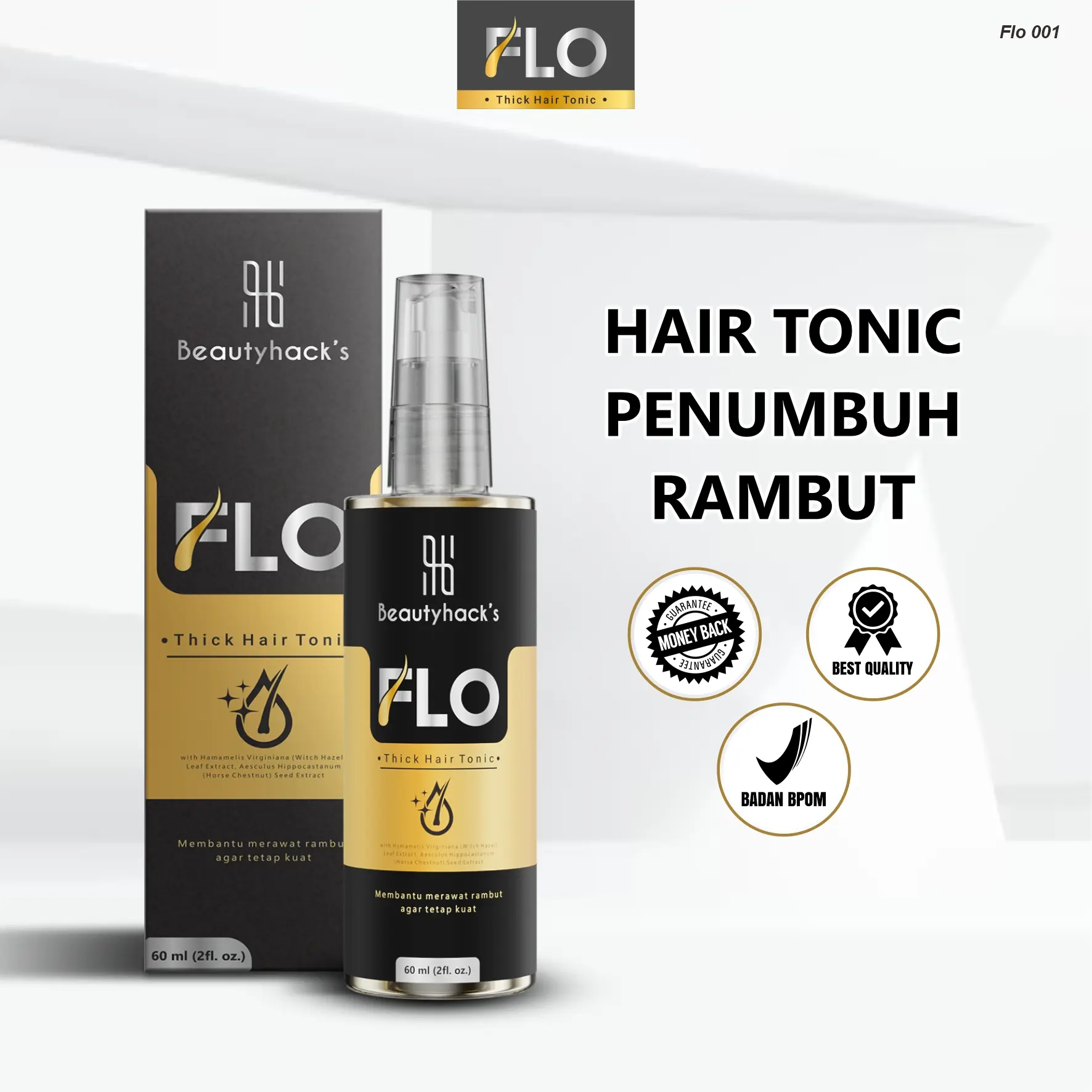 FLO HAIR TONIC | MENUMBUHKAN RAMBUT KEBOTAKAN DINI | 60 ML