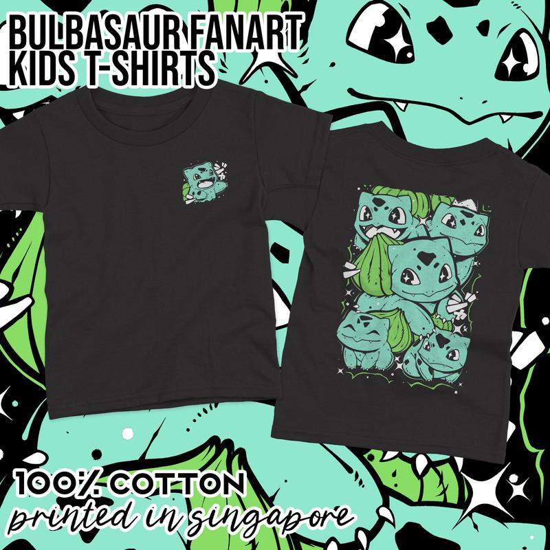 Kids 100% Premium Cotton T-Shirt Pokemon Snorlax Psyduck Pikachu Charmander Bulbasaur Squirtle Eevee Ditto FANART Anime Illustrations Over Easy Print Printed in Singapore