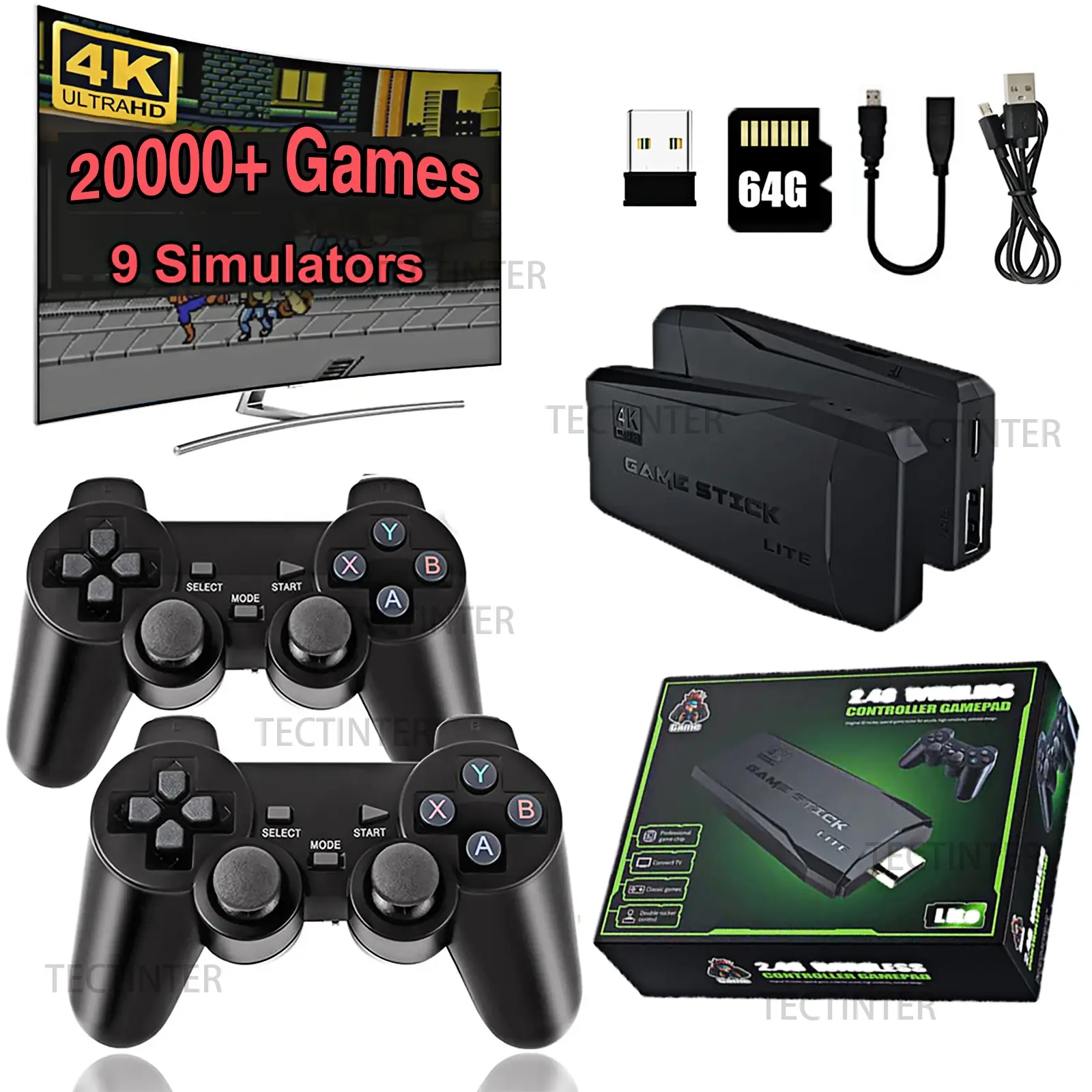 Terlaris M8 Video Game Console 4K HD Built-in 20000 Games Wireless Controller TV Game Stick Retro Ha