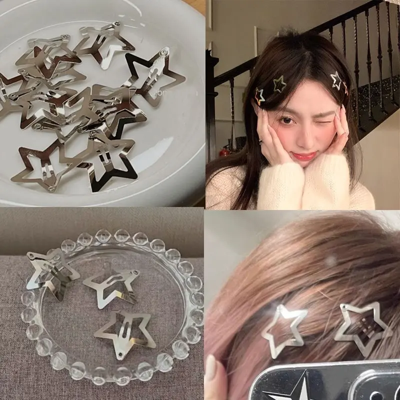 dhio-Silver Stars Jepit Poni Bintang Lima Lucu Aksesoris Rambut Unik Dan Cantik