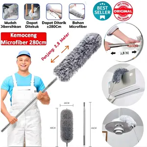 Kemoceng Microfiber 280cm Tarik Tekuk Panjang Alat Pembersih Langit-Langit Rumah Kemoceng Panjang