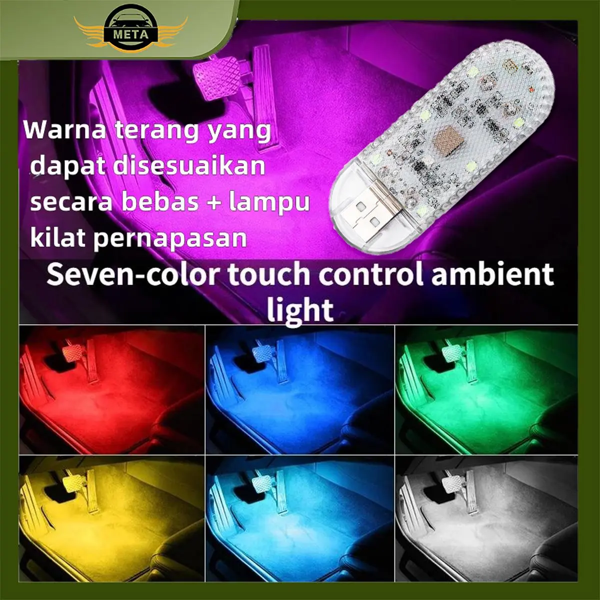 [Meta] Lampu Plafon Mobil / Lampu LED Tempel Lampu Sentuh Interior Plapon Mobil Car Baterai Isi Ulang USB lampu  variasi depan calya Car