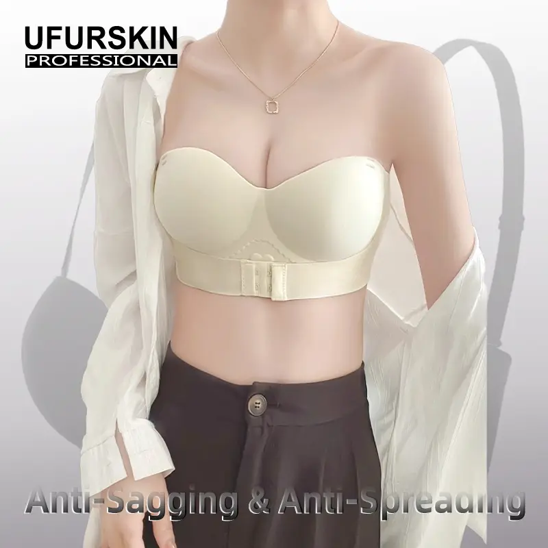 32-38AB Women's bra push-up large seamless bra Half-cup strap free non-slip bra WomenswearLingerieComfortLadyBridalBasicMinimalist ----704