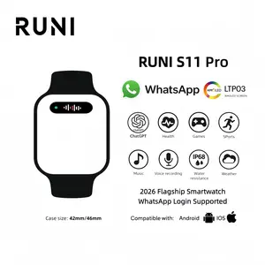 RUNI WATCH S11 Pro AMOLED ScreenLAGI MURAH)HD Display Smartwatch WhatsApp IP68Waterproof bluetooth Android iOS jam tanganpintar